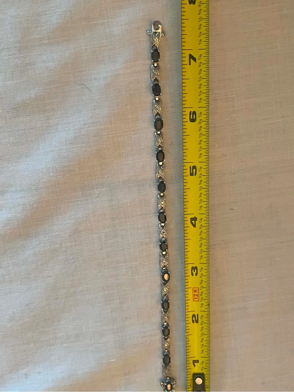 Sterling Silver Black Stone Butterfly Link Bracelet 7.5”